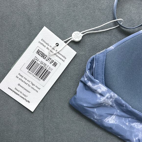 Pepper Racerback Lift Up Bra Marble Sky Blue Size 32AA Underwire New NWT Front - Picture 5 of 9